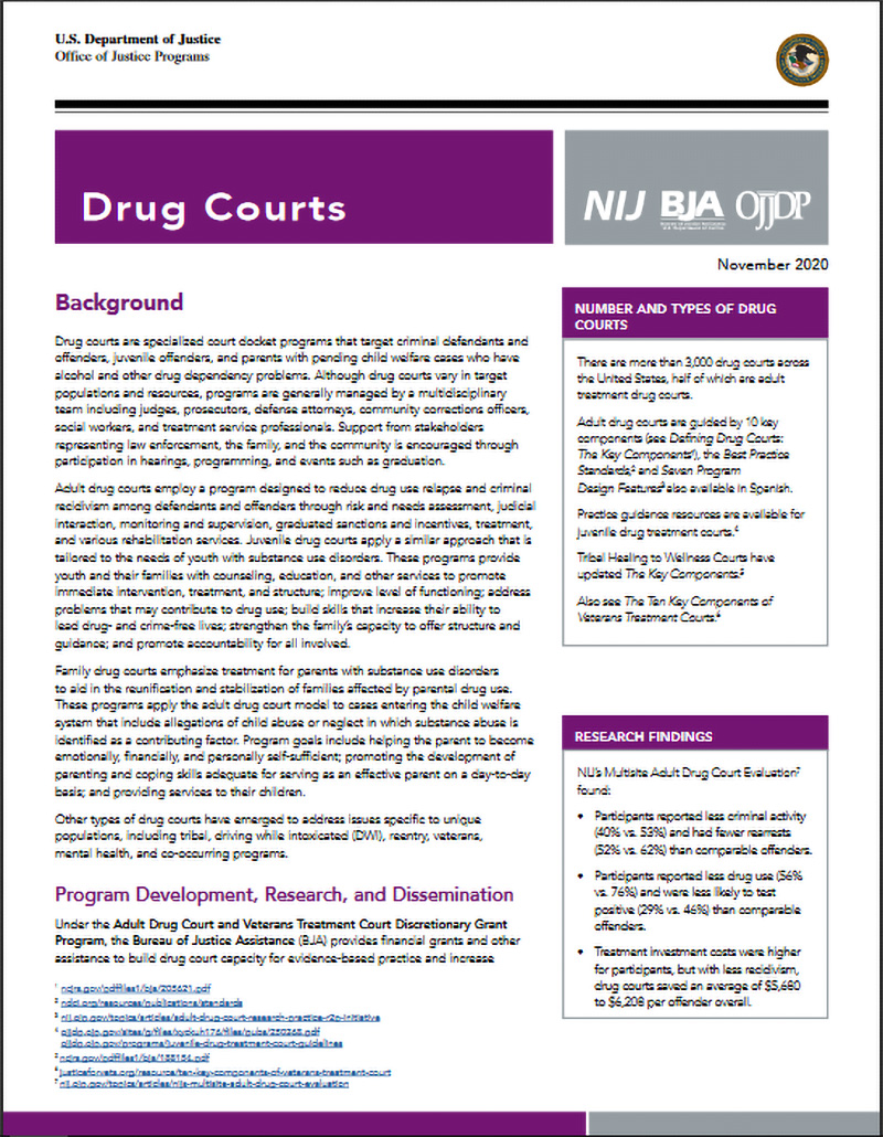 Thumbnail of Drug Courts fact sheet