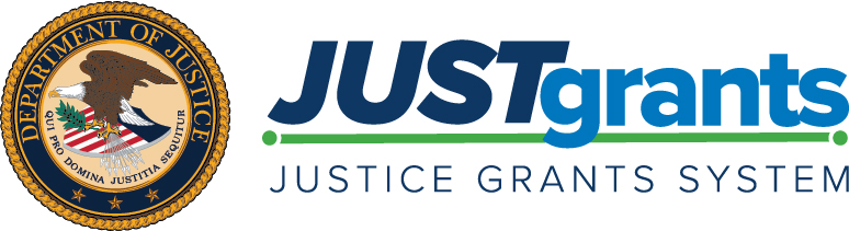 DOJ Seal and JUSTgrants logo. Justgrants: Justice Grants System.