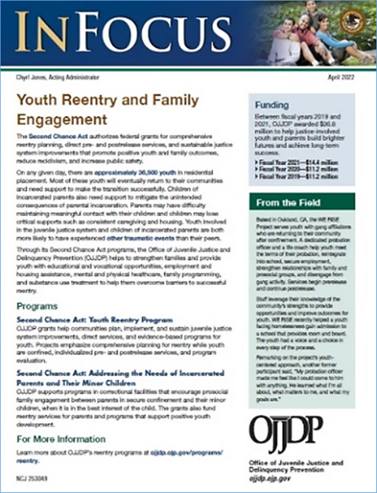 Thumbnail for OJJDP fact sheet, Youth Reentry and Family Engagement