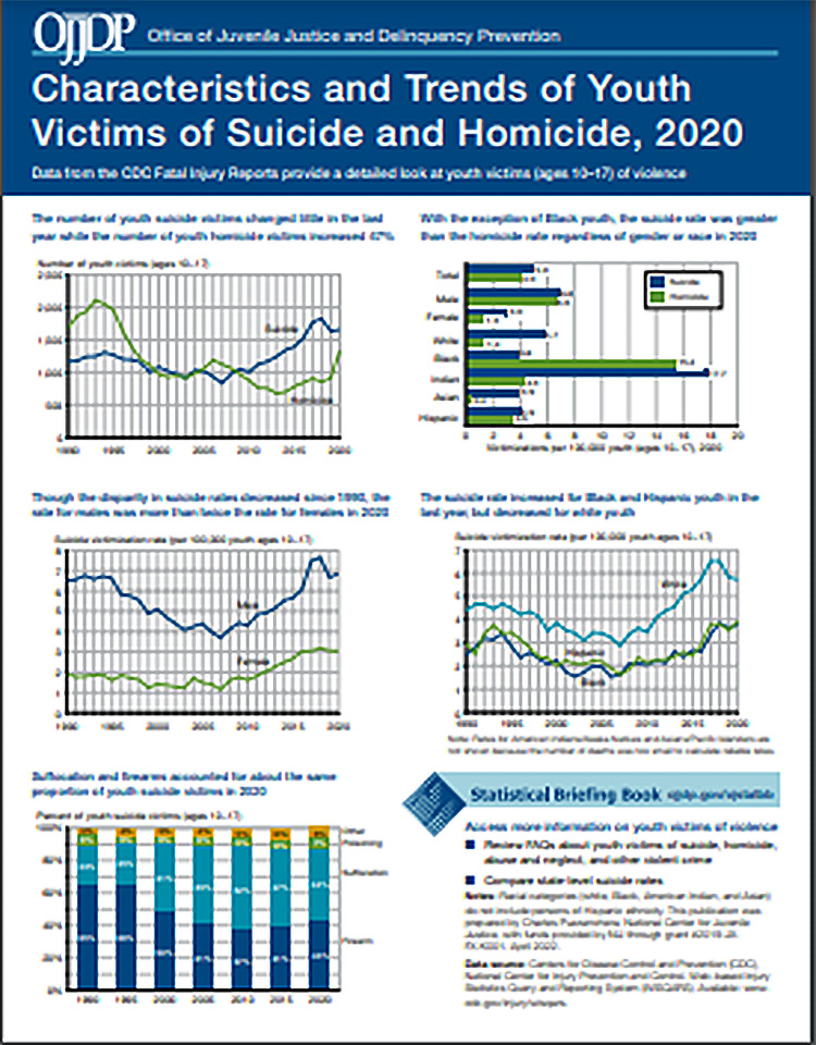 Thumbnail for OJJDP Data Snapshot, Characteristics and Trends of Youth Victims of Suicide and Homicide, 2020