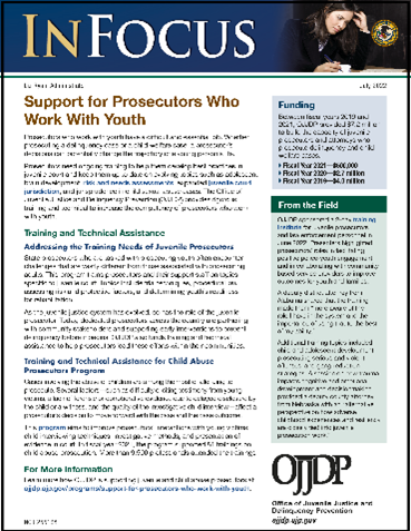 In Focus Fact Sheet: Support for Prosecutors Who Work With Youth
