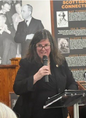OJJDP Administrator Liz Ryan speaks at the 92nd Commemoration of the arrest of the Scottsboro Boys. 