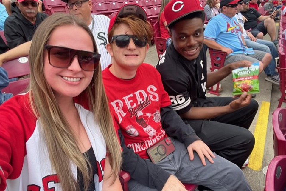 Photo of staff and youth from JusticeWorks Ohio’s Violation Initiative Program at a Cincinnati Reds baseball game