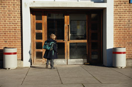 Photo, child entering school