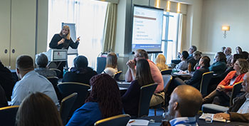 Administrator Harp addresses participants at an OJJDP training for juvenile justice specialists, compliance monitors, and disproportionate minority contact coordinators.