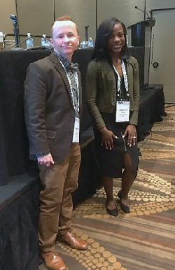 Kendan Elliott, Collaboratory's Technical Assistance Manager, and Dashamir Pettway, Youth Catalyst Team Consultant, at the OJJDP-supported National Mentoring Summit, held on January 30–February 1, 2019.