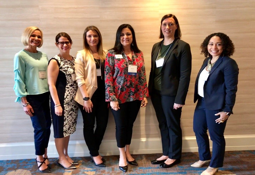 At the 2019 National Conference on Juvenile Justice, OJJDP Senior Policy Advisor Cynthia Pappas (left) facilitated a session on girls in the juvenile justice system. Presenters included (from left to right) Dr. Lymari Benitez, April Brownlee, and Aggie Pappas from the PACE Center for Girls; and Krista Larson and Cymone Fuller from the Vera Center on Youth Justice.