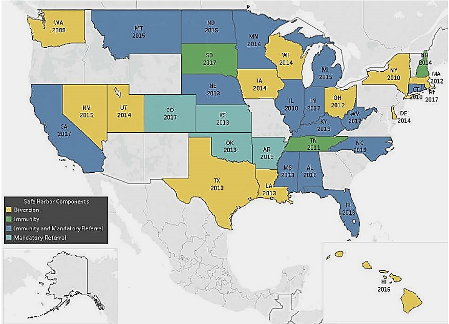 Map of Safe Harbor Laws Across the United States