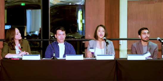 Photo of Miguel Garcia with other contributors to an OJJDP youth panel discussion in 2019.