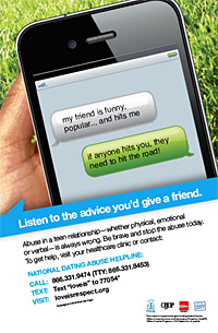 Image of poster used in teen dating violence public awareness campaign.