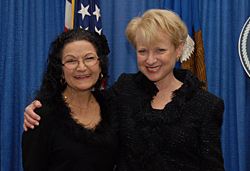 Photo of Donni LeBoeuf, formerly OJJDP's Special Assistant to the Administrator, and Assistant Attorney General Laurie O. Robinson.