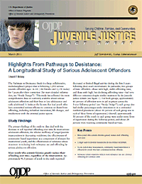 Image showing the cover of Highlights  From Pathways to Desistance: A Longitudinal Study of Serious Adolescent  Offenders