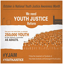Poster promoting National Youth Justice Awareness Month.