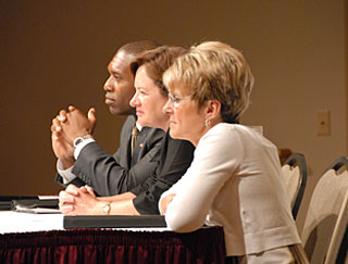 (From l. to r.) Acting Associate Attorney General Tony West, Acting Assistant Attorney General for the Office of Justice Programs Mary Lou Leary, and OJJDP Acting Administrator Melodee Hanes.
