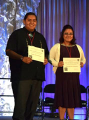 Noah Cline Williams of the Bishop Paiute Tribe and Gabriela Cota-Martinez of the Pascua Yaqui Tribe were awarded Golda Cook Memorial Scholarships.  UNITY awards the scholarships annually to a young man and young woman to help support college or a postsecondary-school training program.