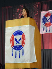 A player with the University of Louisville Women’s Basketball Team who helped lead the Cardinals to the National Championship game, Jude Schimmel  provides words of encouragement to youth at the conference. Ms. Schimmel is a member of the Confederated Tribes of the Umatilla Indian Reservation.