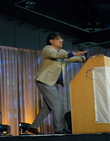 Writer and performer Sherman Alexie entertains and inspires his audience at the National UNITY Conference. 