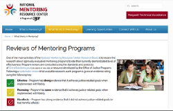 Screenshot of National Mentoring Resource center website.
