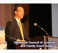 Photo of U.S. Deputy Attorney General Rod J. Rosenstein addressing the National Council of Juvenile and Family Court Judges’ 80th annual conference.