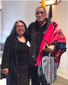 Dr. Dolores Subia Bigfoot, Director of the OJJDP Tribal Youth Training and Technical Assistance Center, with guest speaker Thomas Goodluck.