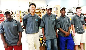 Proud Summer Jobs teens include, from left to right: Julius Hall, Austin Wilson, Montay Howard, Tiondrè Courtar, and Eric Deese.