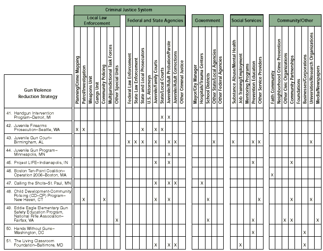 Matrix of Key Participating Agencies and Organizations
