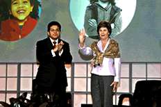 Attorney General Alberto Gonzales and First Lady Laura Bush at opening ceremony.