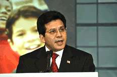 Attorney General Alberto Gonzales speaking at opening ceremony.