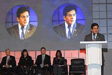 Attorney General Alberto Gonzales speaking at AMBER Alert Awareness Day ceremony.