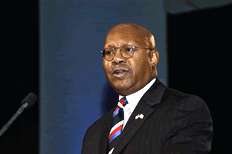 Secretary Alphonso Jackson, U.S. Department of Housing and Urban Development, speaking at Tuesday's luncheon plenary session.