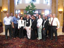 Attending DMC training in Phoenix are (from left to right) Ed Chargualaf of HI; Bill Feyerherm, PhD, Provost for Research and Programs, Portland State University; Ron King of TN; Ron Keen of DE; Trainer Heidi Hsia, PhD, then-OJJDP DMC Coordinator; Lindsey Draper of WI; Marcia Ballas of VT; Cil Robinson of MT; Christine Wallace of SC; Brad Richardson of IA; Carisa Dwyer of AZ; Trainer Marcia Cohen, vice president, Development Services Group; Vicki Taylor of TN; Trainer Tom Begich, JJ consultant; Jim Antal of OJJDP, State Representative; Trainer Tom Harig, PhD, New York State DMC Coordinator.