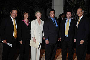 Miami-Dade County Manager George Burgess; State Attorney Katherine Fernandez-Rundle; Juvenile Services Director Wansley Walters; OJJDP Administrator J. Robert Flores; White House Drug Control Policy Chief of Staff Steve Katsurinis; and Miami-Dade County Mayor Carlos Alvarez.