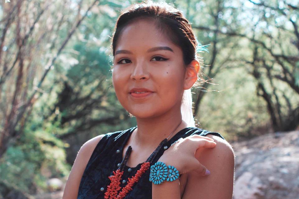 Photo of a Navajo member of the Colorado River Indian Tribes, Audriana.