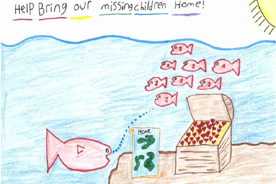 Maryland - This poster shows a fish trying to bring other fish home. Maryland - This poster shows a fish trying to bring other fish home.