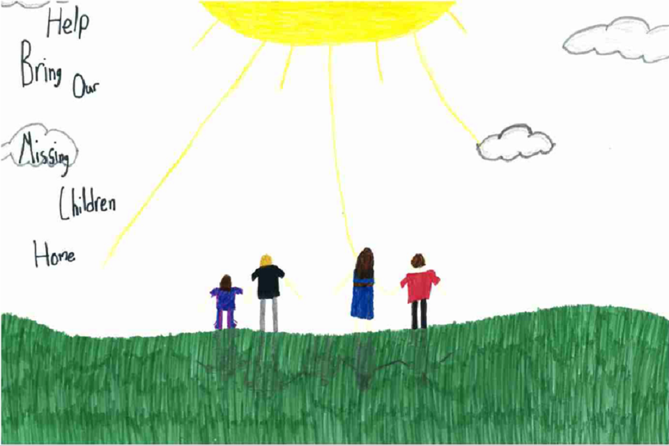 Missouri - This poster shows a family in a grassy field with sunshine. 