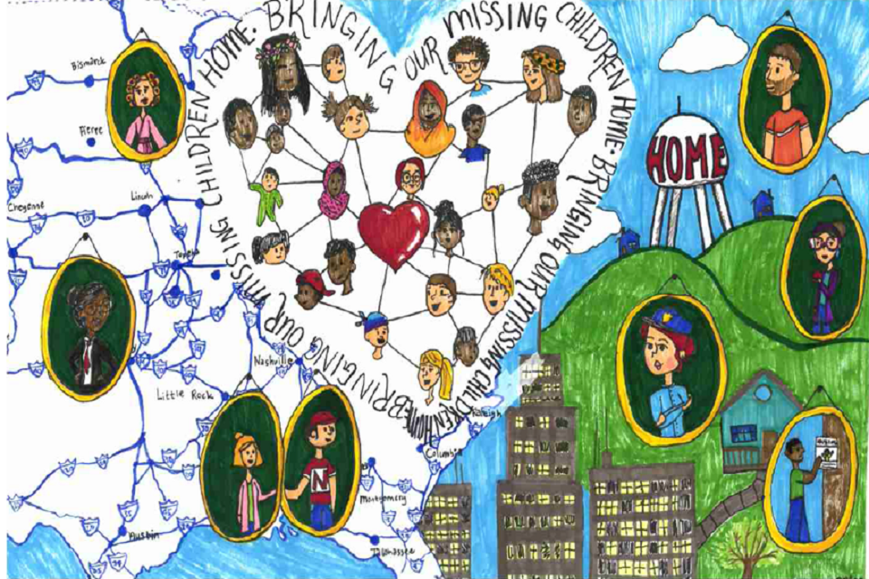 Nebraska - This poster shows a map with people who are connected inside a heart and other people in picture frames. Nebraska - This poster shows a map with people who are connected inside a heart and other people in picture frames.