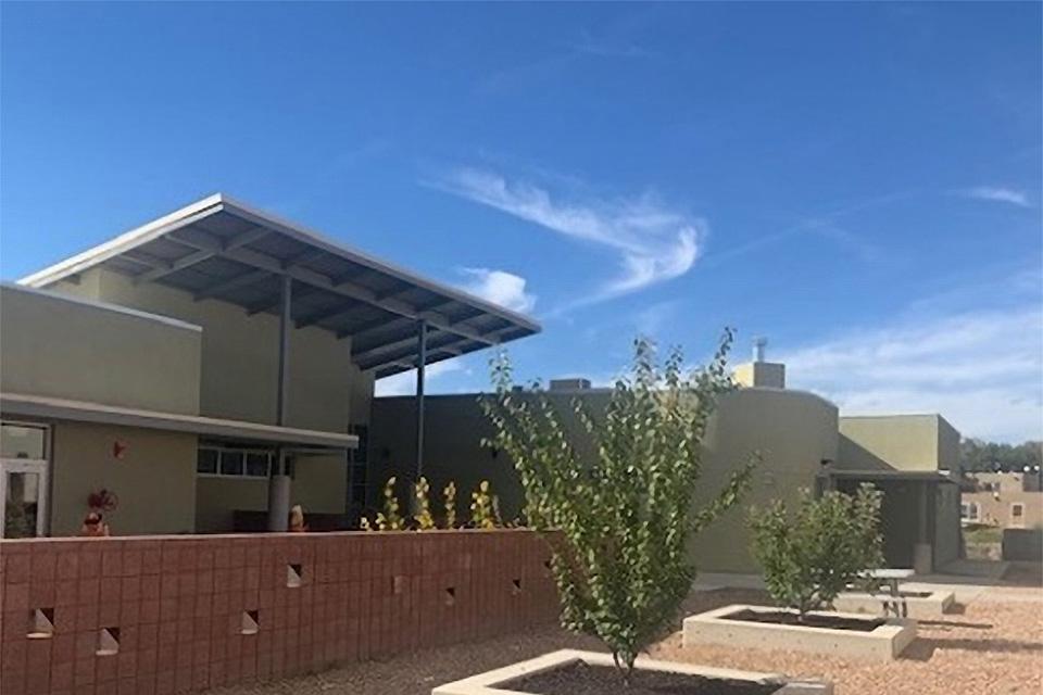 Photo of the Ohkay Owingeh Community School in Ohkay Owingeh, New Mexico