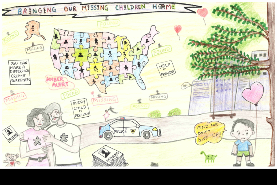 Winning poster for Alabama - 2023 National Missing Children's Day Poster Contest