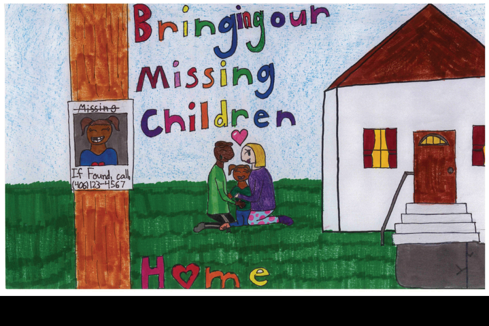 Winning poster for Montana - 2023 National Missing Children's Day Poster Contest