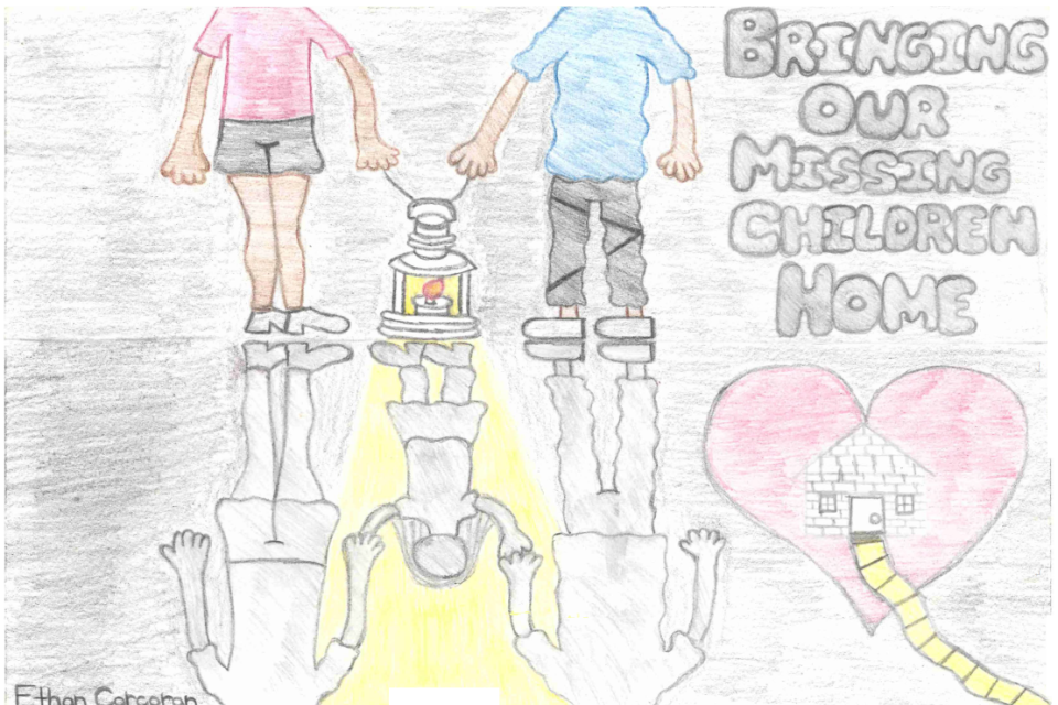 Winning poster for Iowa - 2025 National Missing Children's Day Poster Contest