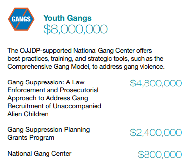 Graphic providing details of the FY 2018 anti-gang funding awarded by OJJDP