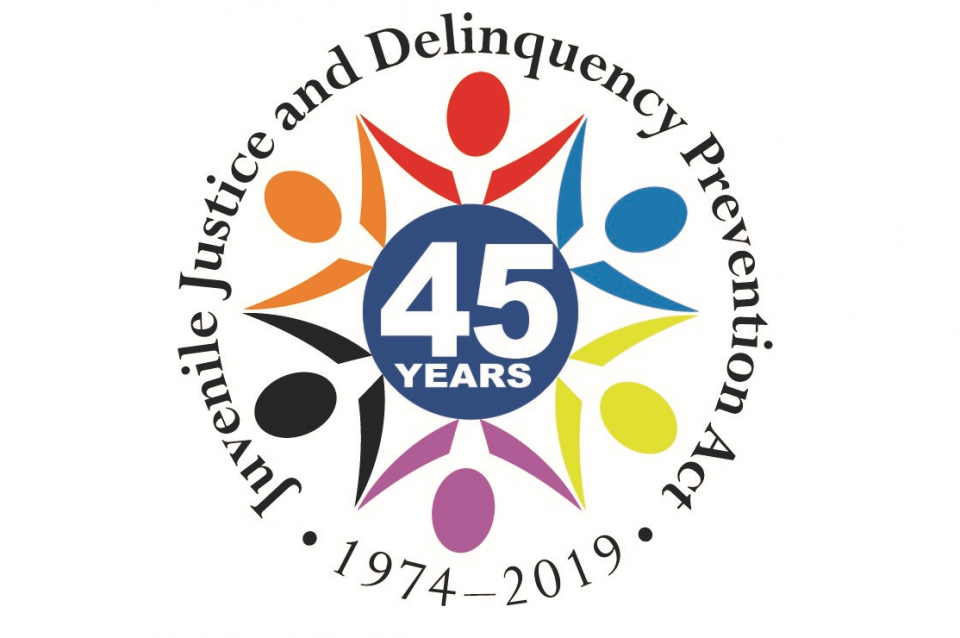 Juvenile Justice and Delinquency Prevention Act's 45th Anniversary Logo. 1974-2019