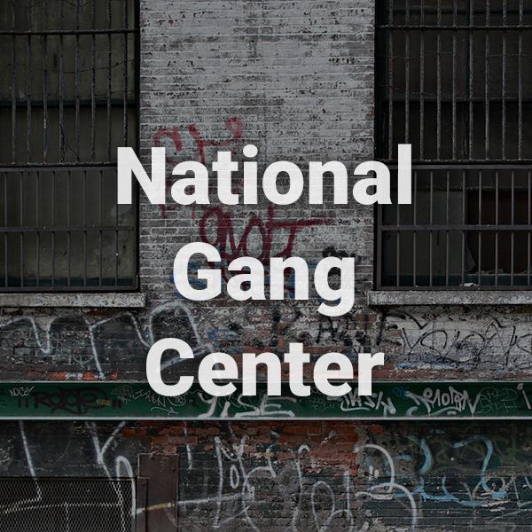 National Gang Center text written over a background image of a wall with graffiti