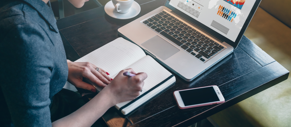 Writing in a notebook