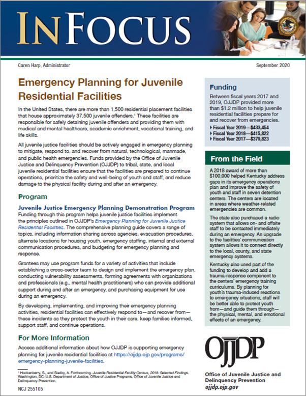 Emergency Planning for Juvenile Residential Facilities