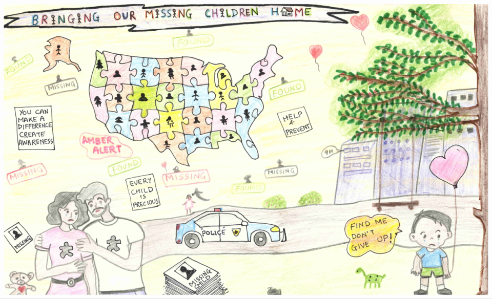 Winning poster for Alabama - 2023 National Missing Children's Day Poster Contest