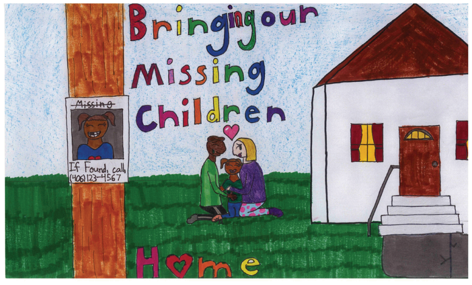 Winning poster for Montana - 2023 National Missing Children's Day Poster Contest