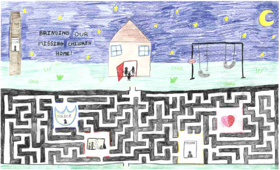 Winning poster for Indiana - 2025 National Missing Children's Day Poster Contest