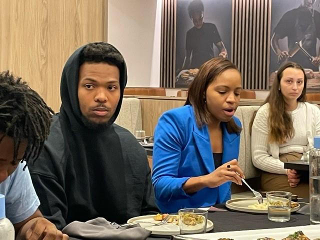 Pittsburgh Steelers player Thomas Graham Jr. and Blayre Holmes Davis, Senior Director of Community Relations for the Pittsburgh Steelers