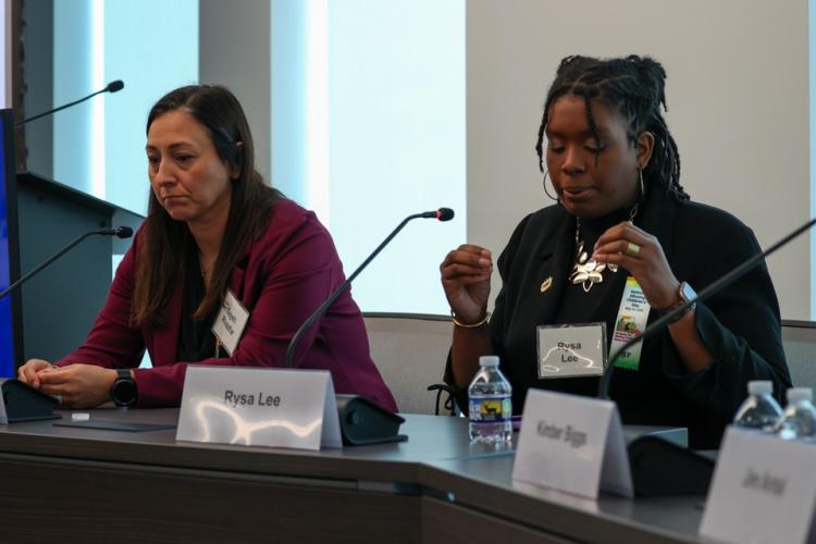Panelists Sayeh Rivazfar (left) and Rysa Lee participated in the "What about Me? Finding Your Path Forward When Your Brother or Sister is Missing" panel. 